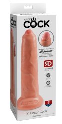 King Cock - Realistyczne Dildo Z Ruchomym Napletkiem 23 CM Jasny Kolor Skóry