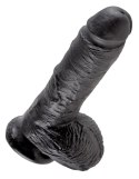 King Cock - Realistyczne Dildo Z Żołędziem Jądrami I Żyłkami 20 CM Czarny