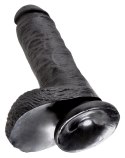 King Cock - Realistyczne Dildo Z Żołędziem Jądrami I Żyłkami 20 CM Czarny