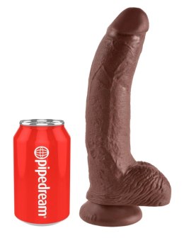 King Cock - Realistyczne Dildo Z Żołędziem Jądrami I Żyłkami 23 CM Brązowy Kolor Skóry