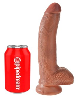 King Cock - Realistyczne Dildo Z Żołędziem Jądrami I Żyłkami 23 CM Ciemny Kolor Skóry