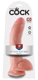 King Cock - Realistyczne Dildo Z Żołędziem Jądrami I Żyłkami 23 CM Jasny Kolor Skóry