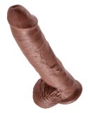 King Cock - Realistyczne Dildo Z Żołędziem Jądrami I Żyłkami 25 CM Brązowy Kolor Skóry