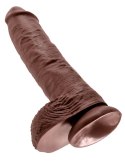 King Cock - Realistyczne Dildo Z Żołędziem Jądrami I Żyłkami 25 CM Brązowy Kolor Skóry