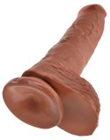 King Cock - Realistyczne Dildo Z Żołędziem Jądrami I Żyłkami 25 CM Ciemny Kolor Skóry