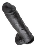 King Cock - Realistyczne Dildo Z Żołędziem Jądrami I Żyłkami 28 CM Czarny