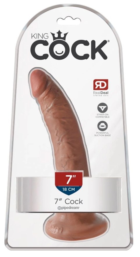 King Cock - Realistyczne Dildo Z Żyłkami I Przyssawką 18 CM Jasny Kolor Skóry