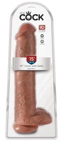 King Cock - Realistyczne Duże Dildo Z Przyssawką 38 CM Ciemny Kolor Skóry