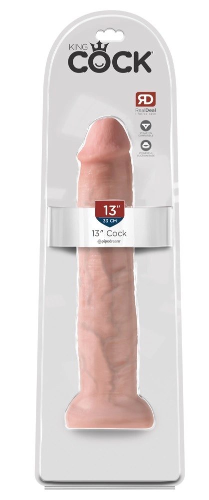 King Cock - Realistyczne Naturalne Dildo Z Przyssawką 33 CM Jasny Kolor Skóry