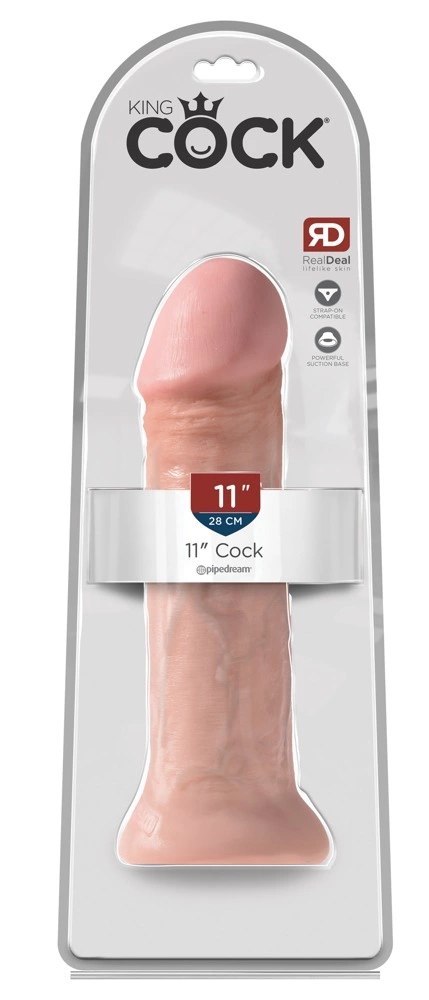 King Cock - Realistyczne Naturalne Dildo Z Żyłkami I Żołędziem 28 CM Jasny Kolor Skóry