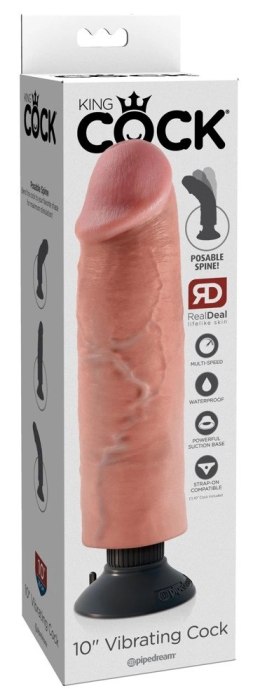 King Cock - Realistyczny Wibrator Jak Naturalny Penis Z Przyssawką 25 CM Jasny Kolor Skóry