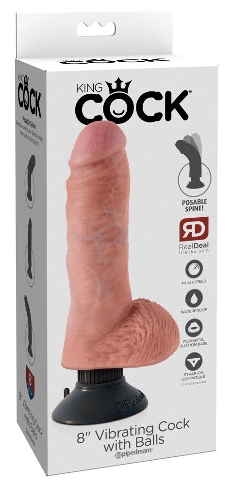 King Cock - Realistyczny Wibrator Z Jądrami I Przyssawką 24 CM Jasny Kolor Skóry