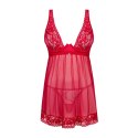 Obsessive - Seksowna Prześwitująca Babydoll I Stringi Czerwone M/L