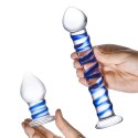 Szklane dildo i plug analny - Glas Double Penetration Set