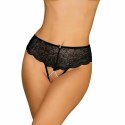 Figi z otwartym krokiem - Obsessive Pearlove Crotchless Panties Black L/XL