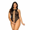 Body z otwartym krokiem - Obsessive B129 Crotchless Teddy Black XL/XXL