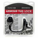 Pierścień na penisa z plugiem - Perfect Fit Armour Tug Lock Black Czarny