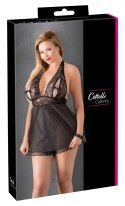 Cottelli CURVES - Seksowna Babydoll Z Rozcięciem Na Piersiach I Kokardką Czarna 2XL