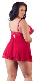 Cottelli CURVES - Seksowna Babydoll Z Rozcięciem Na Piersiach I Kokardką Czerwona 3XL