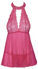 Cottelli LINGERIE - Różowa Haleczka Z Delikatną Koronką + Stringi L/XL