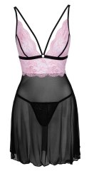 Cottelli LINGERIE - Seksowna Siateczkowa Halka Z Różową Koronką 2XL