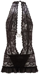 Cottelli LINGERIE - Seksowna Sukienka Z Delikatnej Koronki I Stringi Czarne S