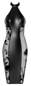 Noir - Obcisła Matowo-Błyszcząca Sukienka Z Eleganckimi Wstawkami Po Bokach L