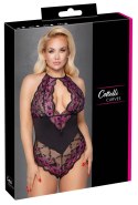 Cottelli CURVES - Dwukolorowe Kwiatowe Body Z Delikatne Koronki XL