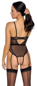 Cottelli LINGERIE - Czarne Koronkowe Body Z Perełkami W Kroczu XL