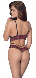 Cottelli LINGERIE - Gorące Body Z Dwukolorowej Koronki Z Kwiatowym Motywem L/XL