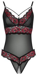 Cottelli LINGERIE - Gorące Body Z Dwukolorowej Koronki Z Kwiatowym Motywem L/XL